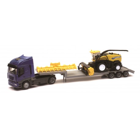 CAMION 1/43° IVECO AVEC MOISSONNEUSE NEW HOLLAND FR920