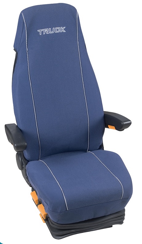 Housse universelle pour siège de camion matelasse bleu avec logo TRUCK