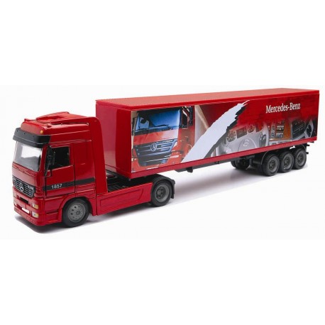 CAMION 1/43ème MERCEDES BENZ ROUGE AVEC REMORQUE CONTAINER