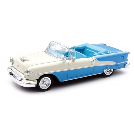 VOITURE AMERICAINE OLDSMOBILE SUPER 88 BLEUE ET BLANCHE 1/43°