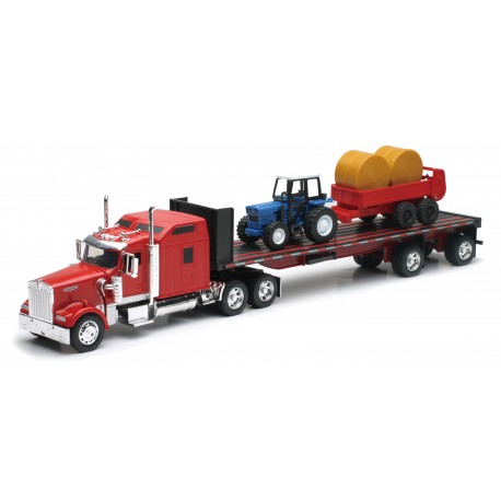 CAMION 1/32 KENWORTH W900 AVEC TRACTEUR REMORQUE ET FOIN