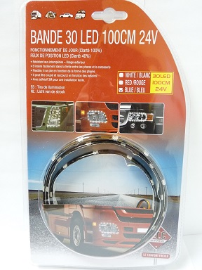 Bande lumineuse 24V 30 Leds 1M couleur bleu