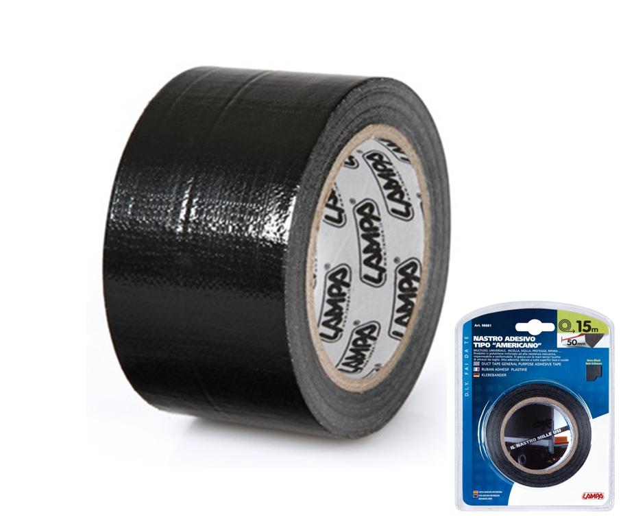 Adh&eacute;sif vynil noir 50mm rouleau de 15m type am&eacute;ricain